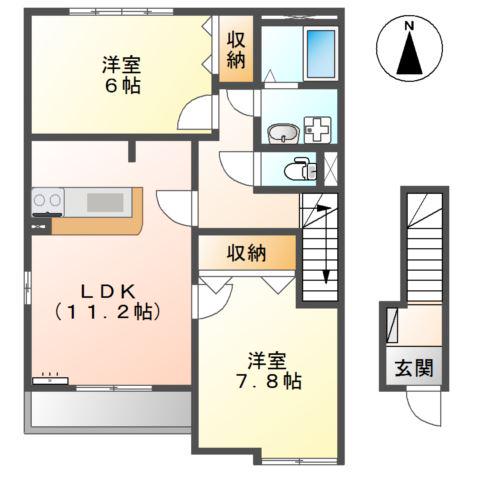 アンソレイユコージー(2LDK/2階)の間取り写真