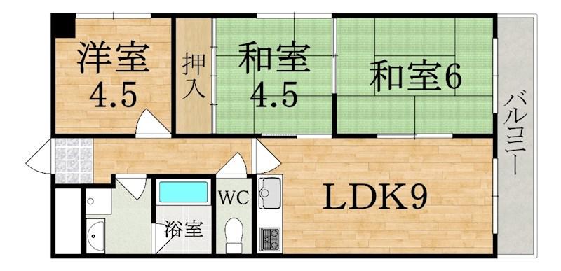 メゾン大和東生駒(3LDK/2階)の間取り写真