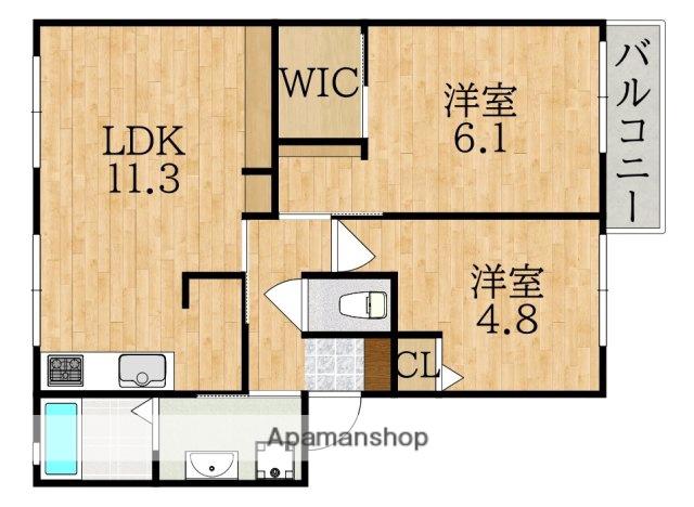デサロージュ学園前B(2LDK/2階)の間取り写真