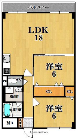 マンションオカザワ(2LDK/3階)の間取り写真
