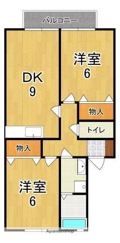 ウィルモア東宝(2DK/2階)の間取り写真