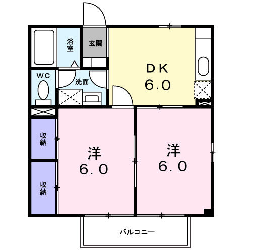コスモミレニアム(2DK/2階)の間取り写真
