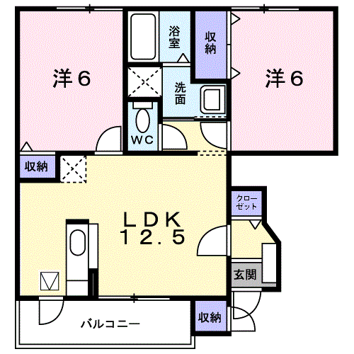 サンモールA(2LDK/1階)の間取り写真