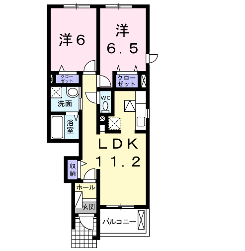 フレア (2LDK/1階)の間取り写真