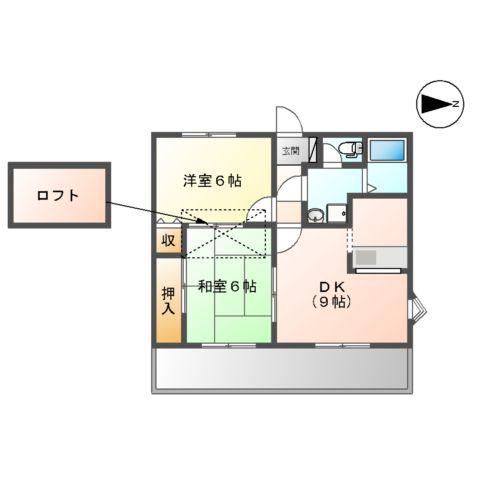 サンクレスト(2DK/2階)の間取り写真