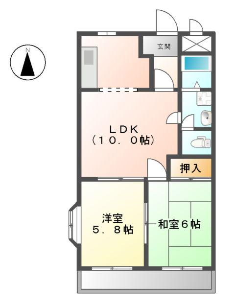 エスポワール神宮(2LDK/2階)の間取り写真