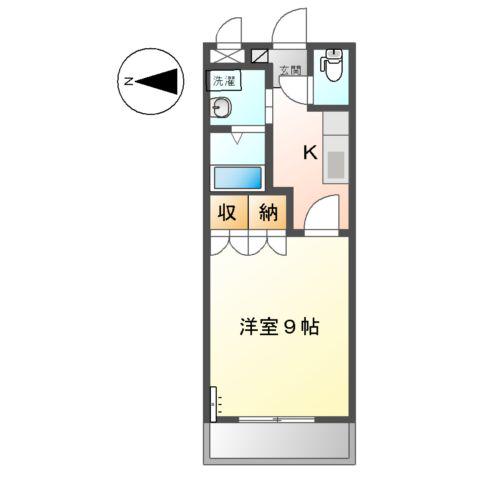 アリオン(1K/2階)の間取り写真