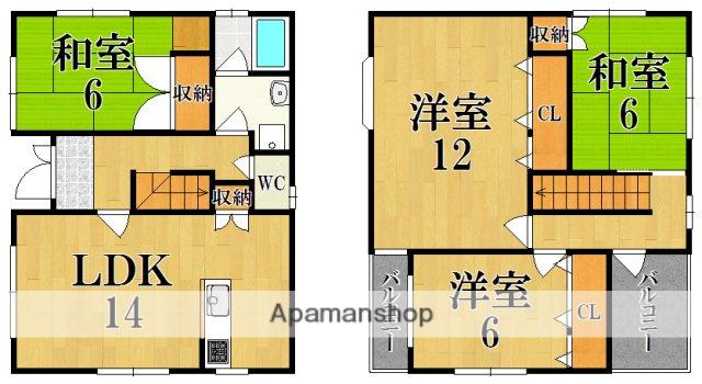 近鉄大阪線 五位堂駅 徒歩9分 2階建 築33年(4LDK)の間取り写真
