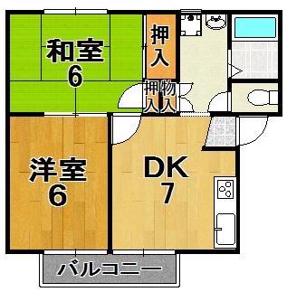 レジデンスボナール1(1LDK/2階)の間取り写真