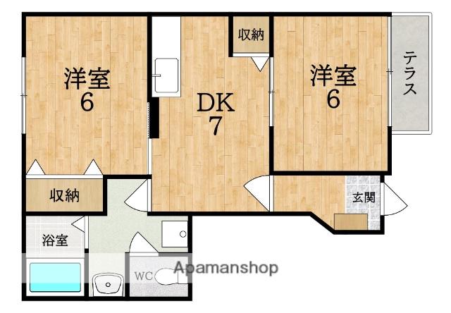 フローラルヒルズ(2DK/1階)の間取り写真