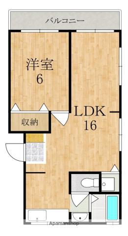 近鉄天理線 天理駅 徒歩2分 4階建 築50年(1LDK/2階)の間取り写真