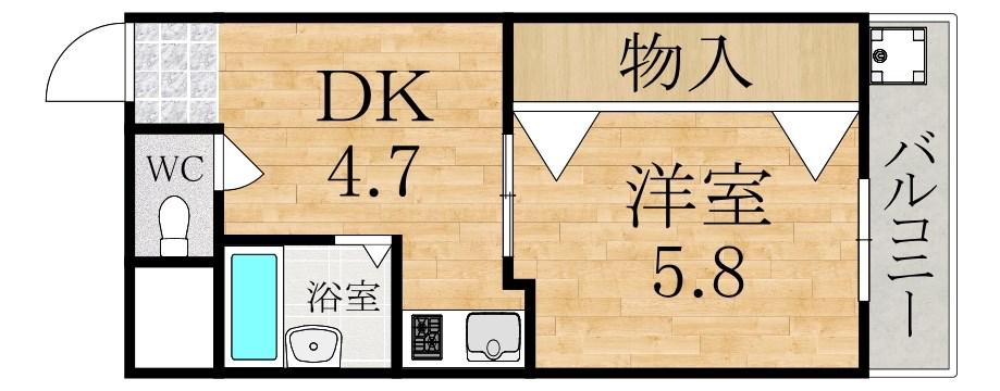森田マンション(1DK/3階)の間取り写真