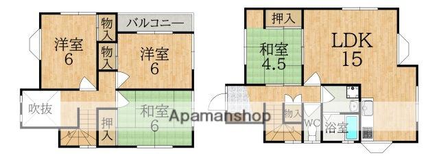 近鉄難波・奈良線 菖蒲池駅 徒歩10分 2階建 築34年(4LDK)の間取り写真