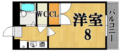 レオパレス二上(1K/1階)の間取り写真