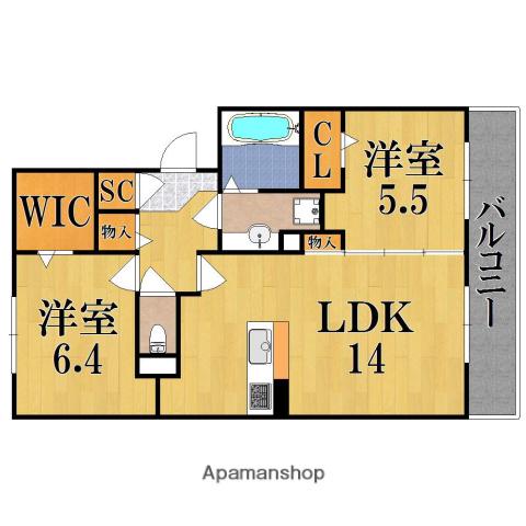 IMPERIAL(2LDK/3階)の間取り写真