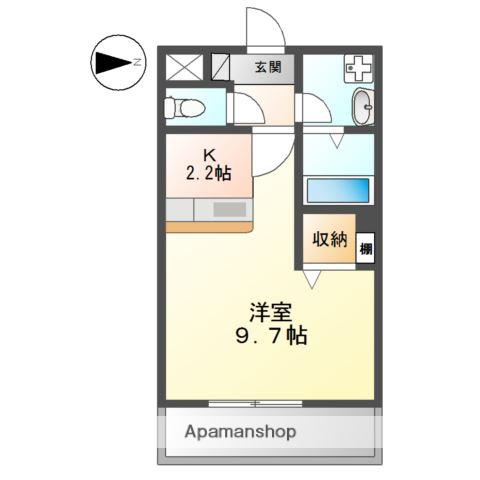 グランベル三山木(1K/1階)の間取り写真