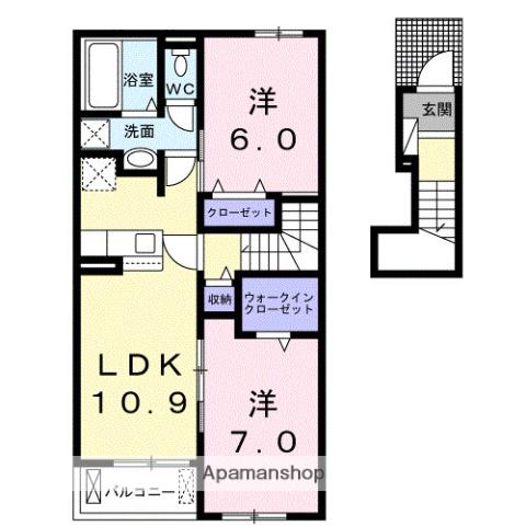 クレメント東九条B(2LDK/2階)の間取り写真