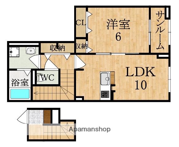 アネモスヒルズ天理II(1LDK/2階)の間取り写真