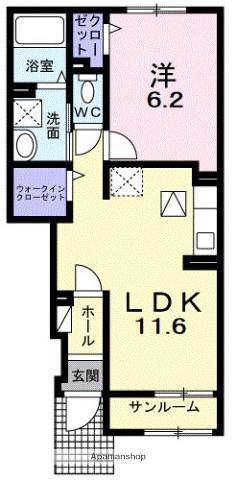 メゾンクレール(1LDK/1階)の間取り写真