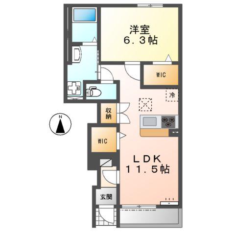 CENTRAL RIVER(1LDK/1階)の間取り写真