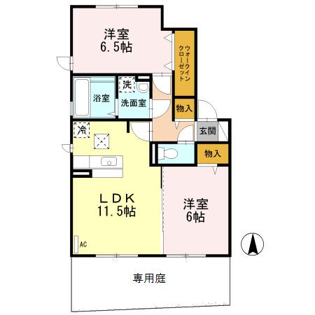 エスポワールE(2LDK/1階)の間取り写真