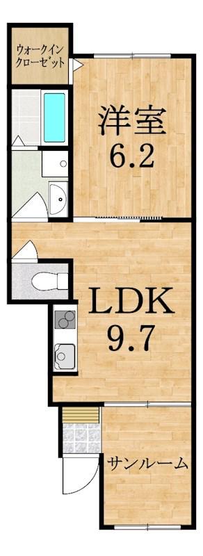 モンテウネビ(1LDK/1階)の間取り写真