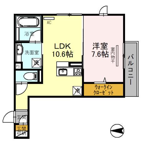 メゾン三条(1LDK/3階)の間取り写真