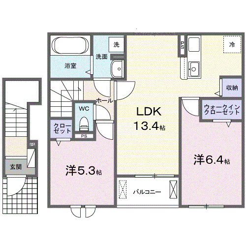 カーサリンドペロー2(2LDK/2階)の間取り写真