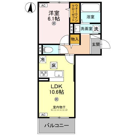 エスタールオーデン(1LDK/1階)の間取り写真