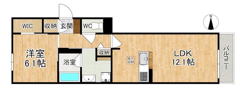 シャーメゾン やすらぎ(1LDK/1階)の間取り写真