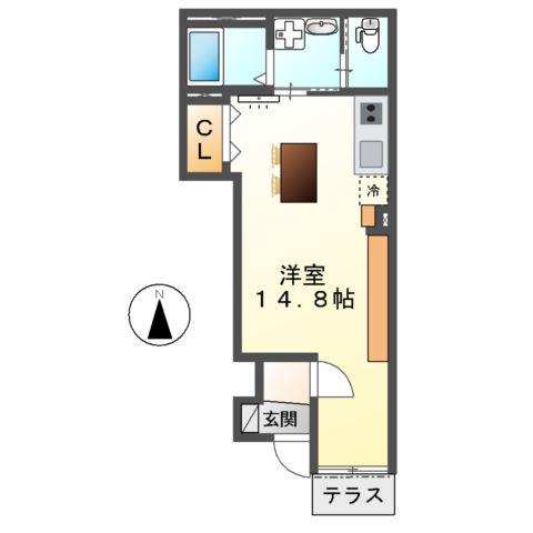 ヴィレッタ2(ワンルーム/1階)の間取り写真