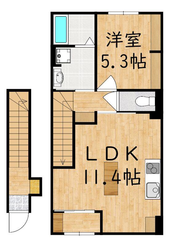 ヴィレッタ2(1LDK/2階)の間取り写真