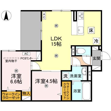 近鉄橿原線 田原本駅 徒歩13分 3階建 築1年(2LDK/1階)の間取り写真