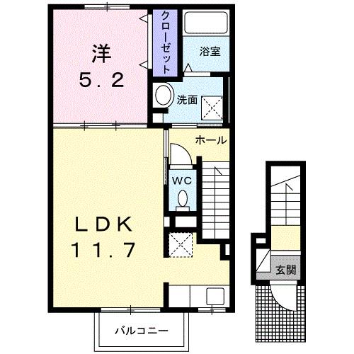 CASAかしば(1LDK/2階)の間取り写真
