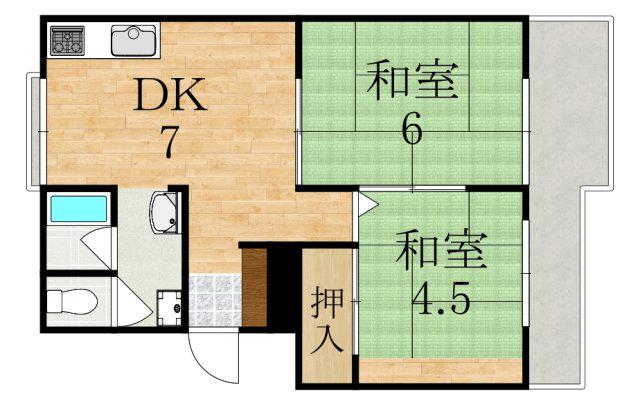 森田マンション(2DK/3階)の間取り写真