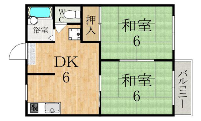 タウニィー恵(2DK/2階)の間取り写真