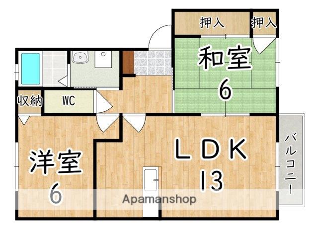 パセオみささぎ B棟(2LDK/2階)の間取り写真