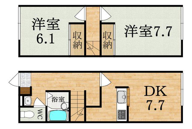 レオパレスヴィラージュ(2DK/1階)の間取り写真