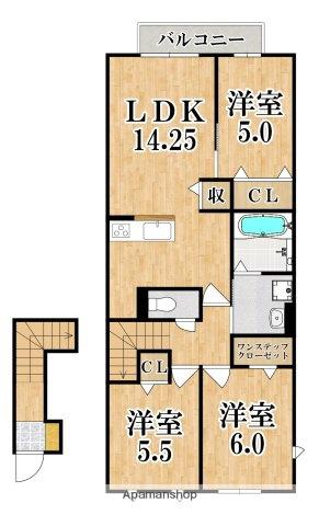 メゾンフルール トモ B棟(3LDK/2階)の間取り写真