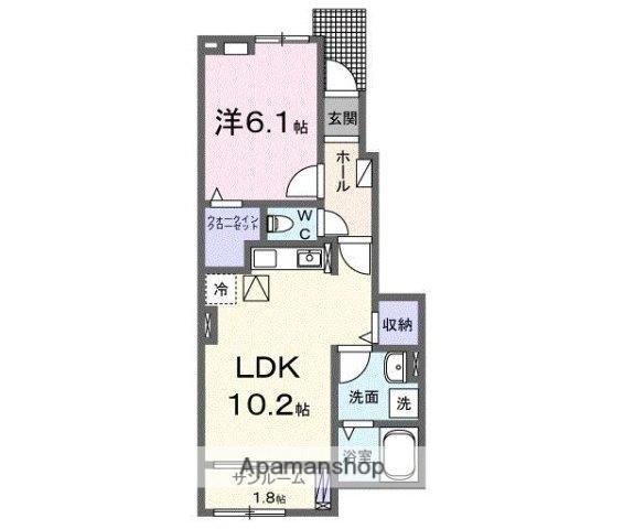 カーサセレノ(1LDK/1階)の間取り写真