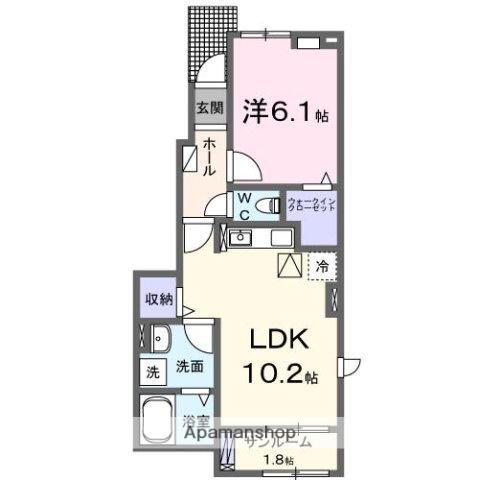 カーサセレノ(1LDK/1階)の間取り写真