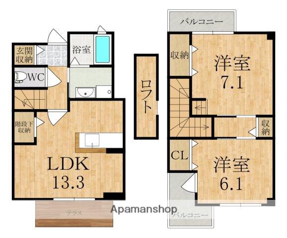 コンフォート浅古Ⅱ(2LDK/1階)の間取り写真