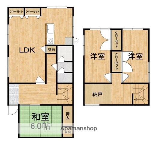 近鉄生駒線 信貴山下駅 徒歩14分 2階建 築55年(3SLDK)の間取り写真