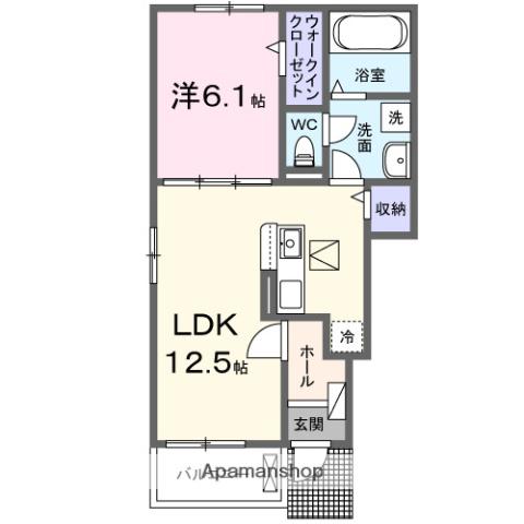 ルナハイツⅢ(1LDK/1階)の間取り写真