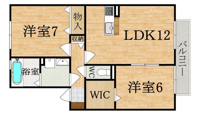 ルミエール南生駒3(2LDK/2階)の間取り写真