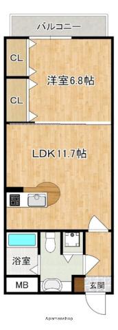 カワサキグランデージ(1LDK/1階)の間取り写真