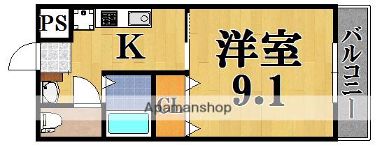 レナードU(1K/1階)の間取り写真