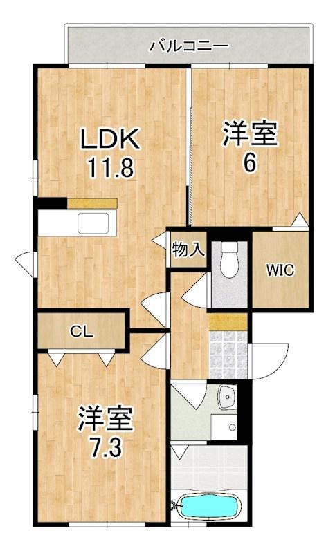リビングタウン天理B(2LDK/3階)の間取り写真