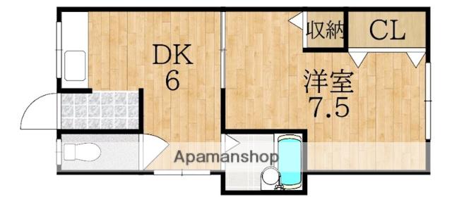  松実荘(1DK/2階)の間取り写真