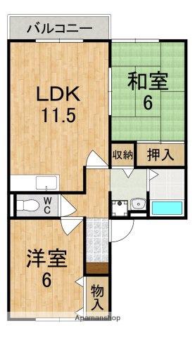 ハイツ水辺の里(2DK/2階)の間取り写真
